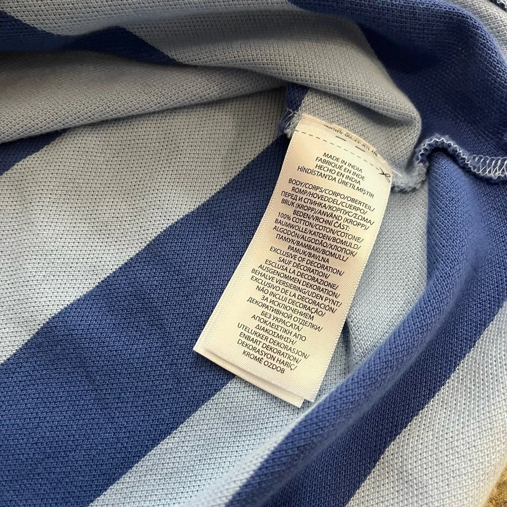 Polo Ralph Lauren Men's M Mesh Polo Shirt Blue Stripe Pony Logo Y2K Style Preppy
